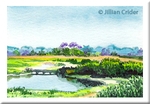 Landscape Dry Creek Wetlands original watercolor miniature art painting